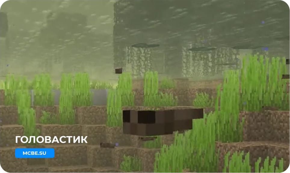 Головастик плавает в озере Майнкрафт