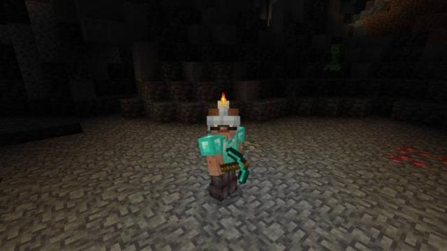 Игрок в пещере со включенным шлемом 2