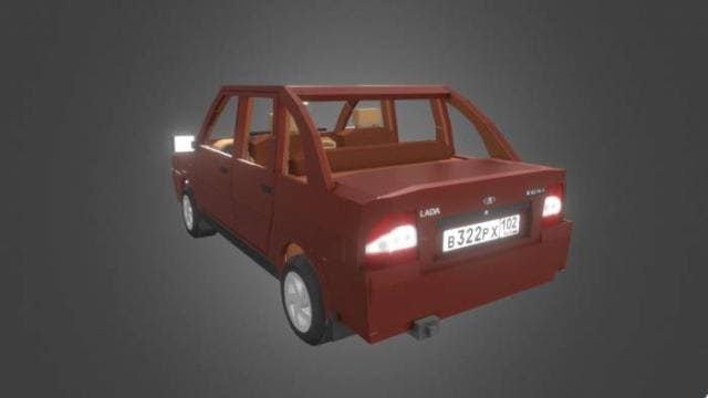 Вид на красную Ладу Калину сзади