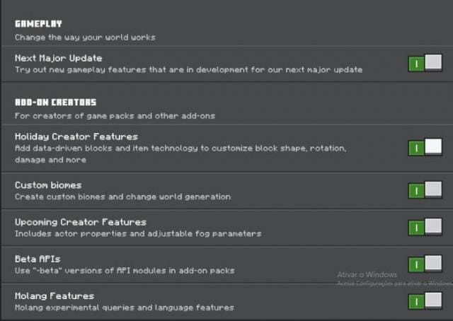 Включение экспериментальных настроек