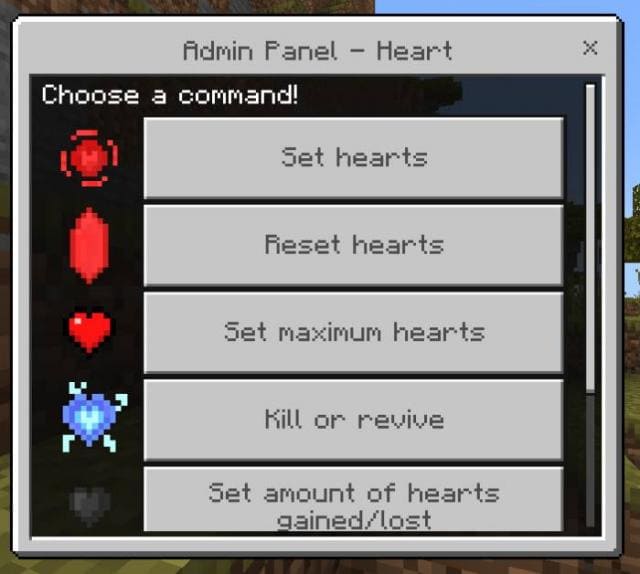 Меню администратора дополнения