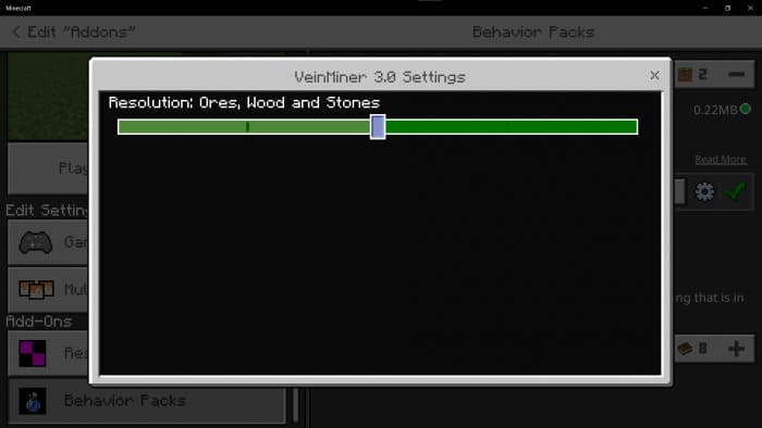 Настройки только для руд, дерева и камней