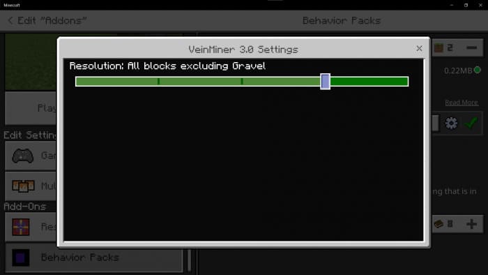 Настройки для всех блоков, кроме гравия